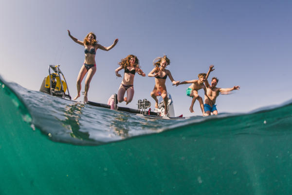 Bareboat clients swimming