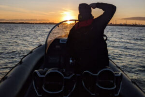 Southampton backdrop with sunset