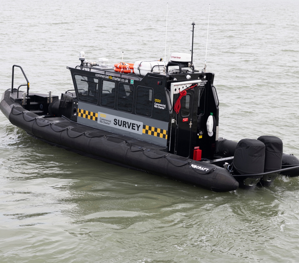 Solent Rib Charter survey vessel conducting marine data collection, equipped for hydrographic and coastal surveying operations
