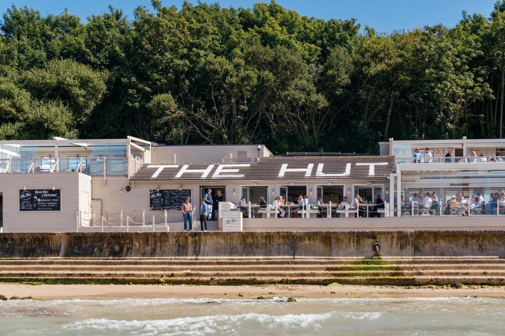 The Hut restaurant on the Isle of Wight visited as a destination stop on a Solent Rib Charter boat trip